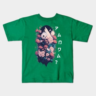 Hidden Panda Among Vibrant Blooms Kids T-Shirt